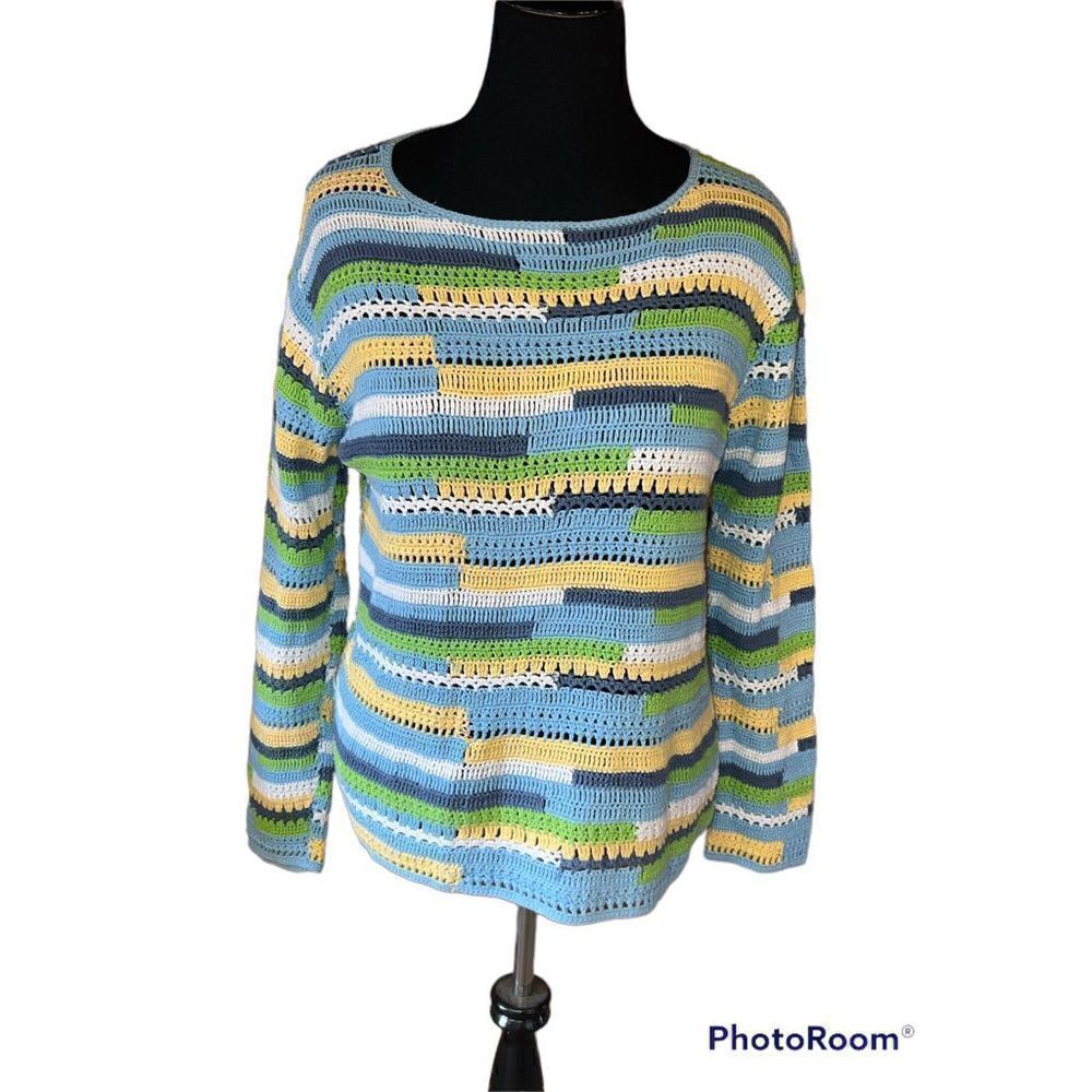 Vintage 90’s Pendleton crochet Loose knit  long sleeve Xl crew neck sweater